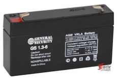 Аккумуляторная батарея General Sequrity GS 1,3-6 Напряжение 6 B - 1,3 Ah General Security GS 1,3-6 фото, купить, цена, магазин